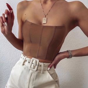 Tiger Mist Cayenne Beige Corset Top